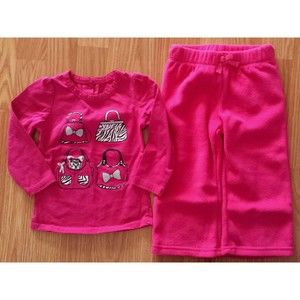 Girl's Size 24 M Months 2T Pink Yorkie Purse Top & Children's Place Fleece Pants
